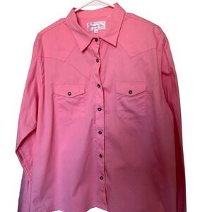 Panhandle Slim Womens XL Pink Western Button Down Shirt Long Sleeve Cotton Solid